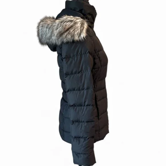 North Face Gotham Black Down Puffer Jacket With Faux Fur Hood Size XS - Picture 8 of 16